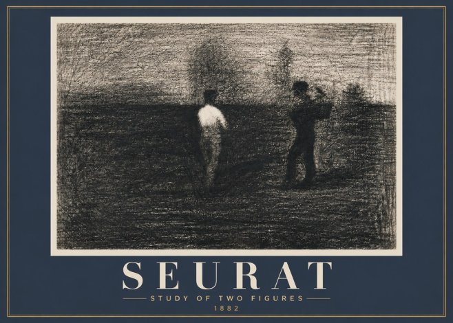 Seurat Study of Two Figures No6 - Póster