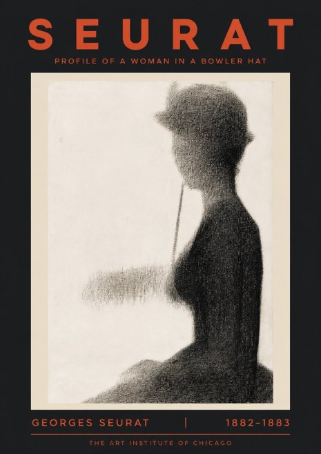 Seurat Profile of a Woman in a Bowler Hat No5 - Póster