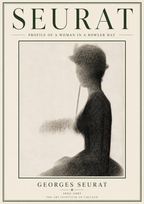 Seurat Profile of a Woman in a Bowler Hat No6 - Póster