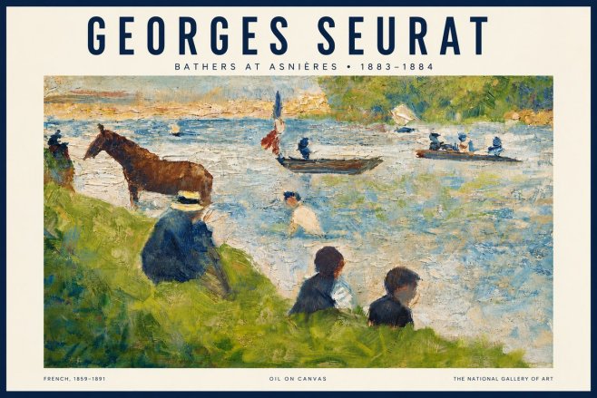 Seurat Bathers at Asnières II No5 - Póster