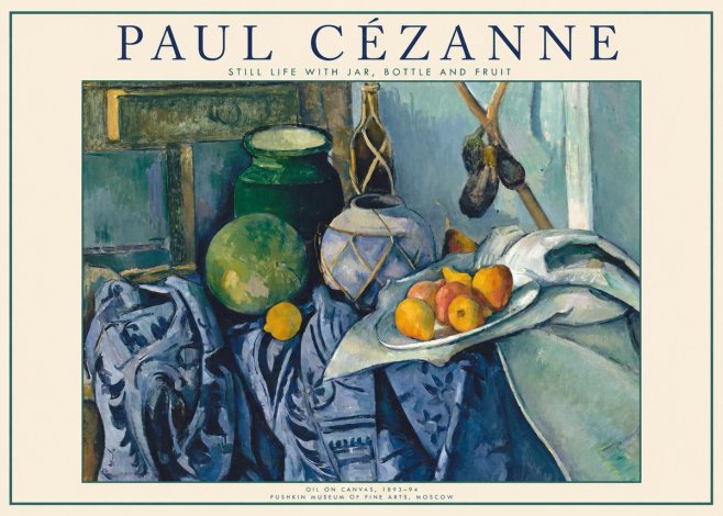 Paul Cézanne Still Life with Jar, Bottle and Fruit No1 - Póster