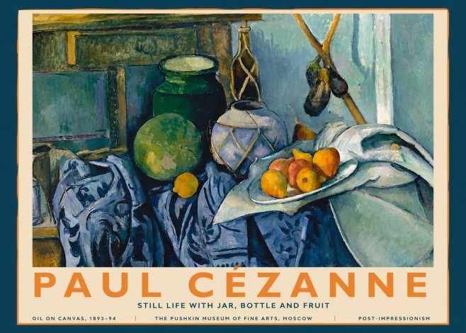 Paul Cézanne Still Life with Jar, Bottle and Fruit No3 - Póster