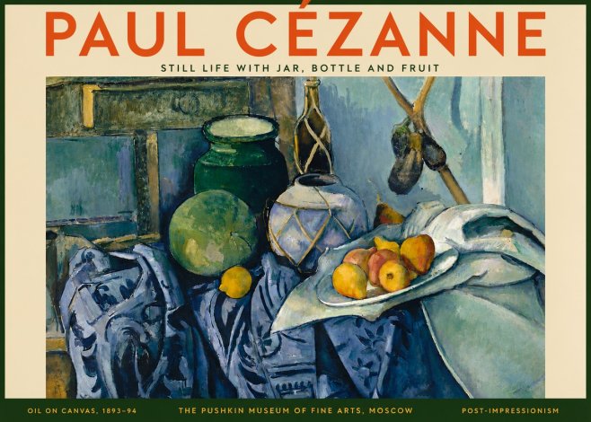 Paul Cézanne Still Life with Jar, Bottle and Fruit No5 - Póster