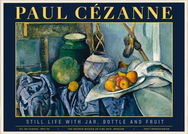 Paul Cézanne Still Life with Jar, Bottle and Fruit No6 - Póster