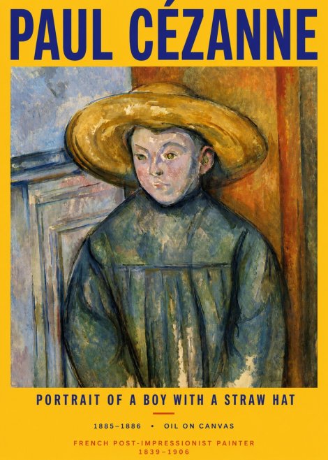 Paul Cézanne Portrait of a Boy with a Straw Hat No2 - Póster