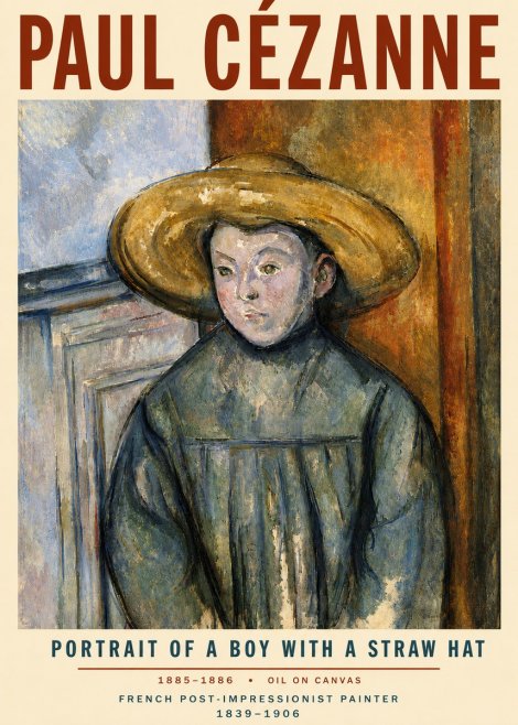 Paul Cézanne Portrait of a Boy with a Straw Hat No5 - Póster