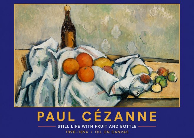 Paul Cézanne Still Life with Fruit and Bottle No2 - Póster