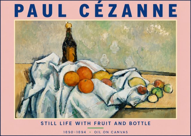 Paul Cézanne Still Life with Fruit and Bottle No4 - Póster