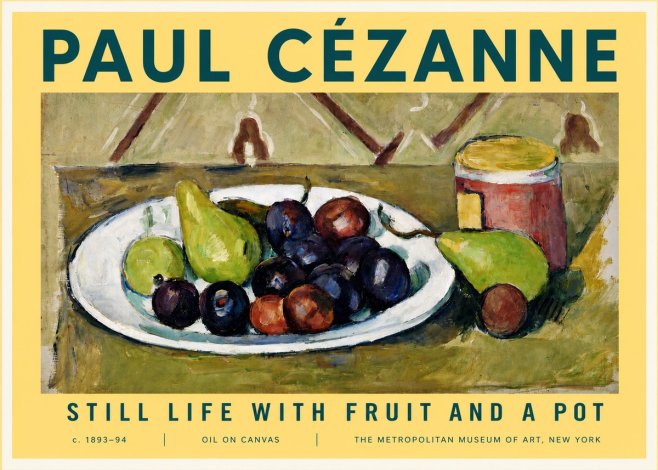 Paul Cézanne Still Life with Fruit and a Pot No3 - Póster