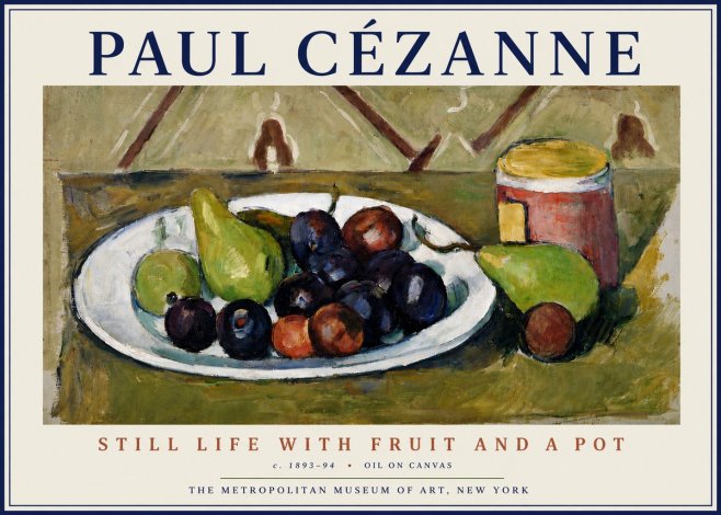 Paul Cézanne Still Life with Fruit and a Pot No5 - Póster