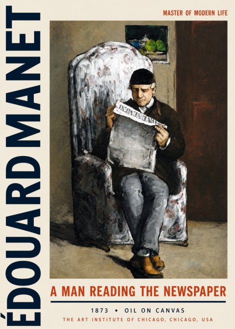 Édouard Manet A Man Reading the Newspaper No3 - Póster