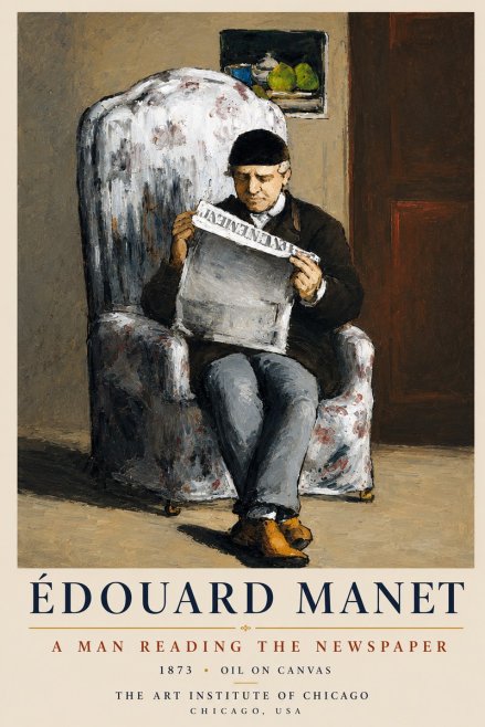 Édouard Manet A Man Reading the Newspaper No4 - Póster