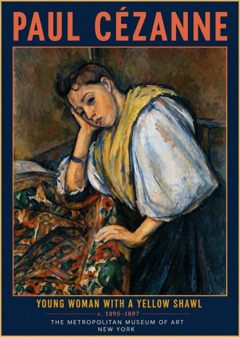 Paul Cézanne Young Woman with a Yellow Shawl No4 - Póster