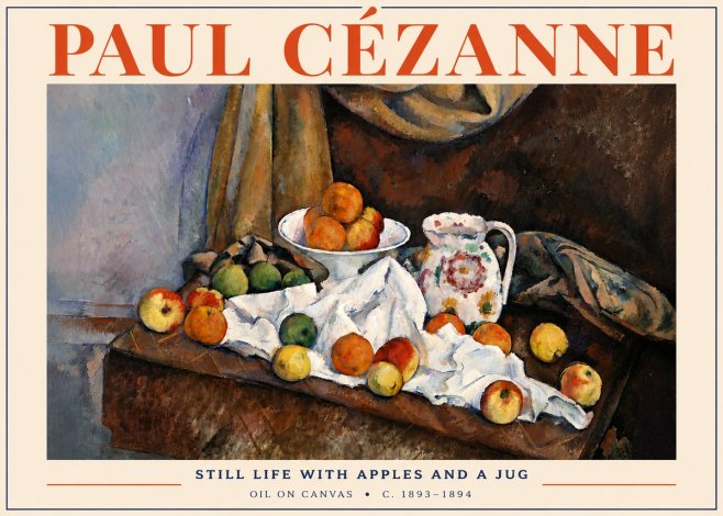 Paul Cézanne Still Life with Apples and a Jug No4 - Póster