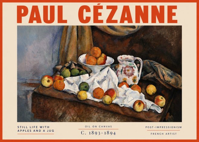 Paul Cézanne Still Life with Apples and a Jug No5 - Póster