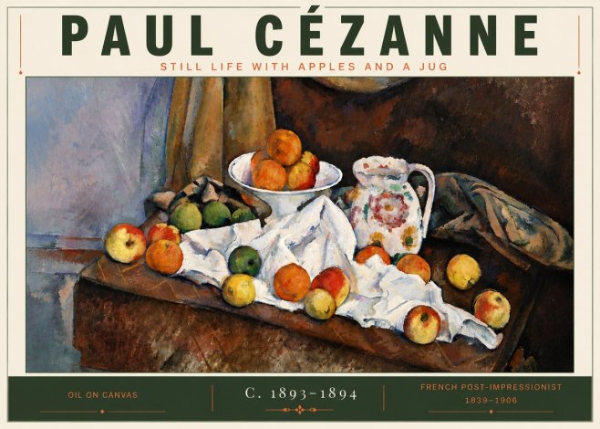 Paul Cézanne Still Life with Apples and a Jug No6 - Póster