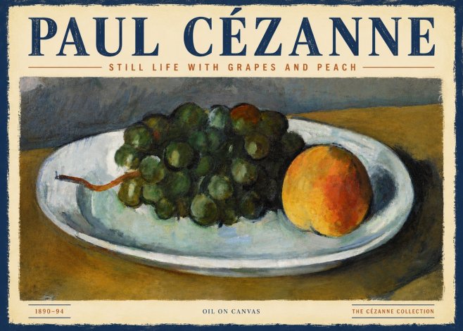 Paul Cézanne Still Life with Grapes and Peach No4 - Póster