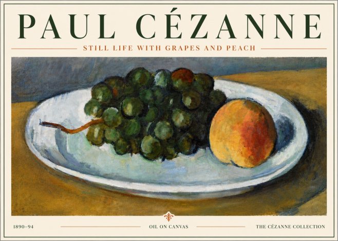 Paul Cézanne Still Life with Grapes and Peach No6 - Póster