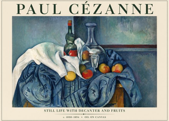 Paul Cézanne Still Life with Decanter and Fruits No3 - Póster