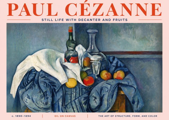 Paul Cézanne Still Life with Decanter and Fruits No4 - Póster