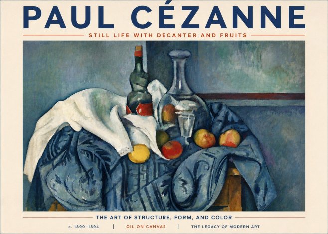Paul Cézanne Still Life with Decanter and Fruits No6 - Póster