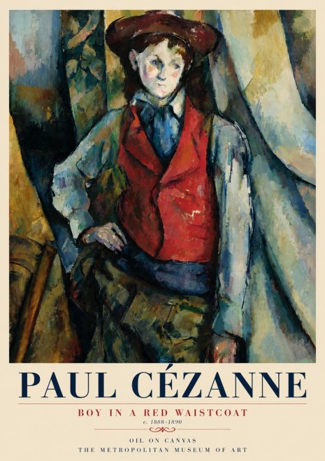 Paul Cézanne Boy in a Red Waistcoat No3 - Póster
