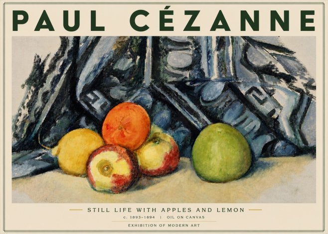 Paul Cézanne Still Life with Apples and Lemon No4 - Póster