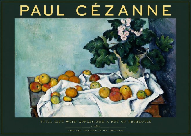 Paul Cézanne Still Life with Apples and a Pot of Primroses No2 - Póster