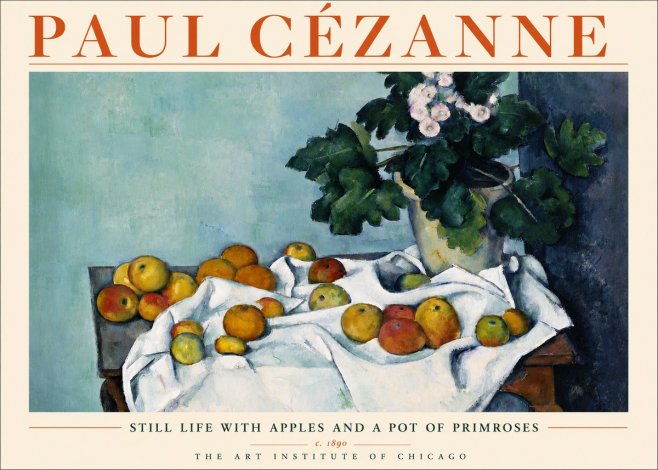 Paul Cézanne Still Life with Apples and a Pot of Primroses No3 - Póster