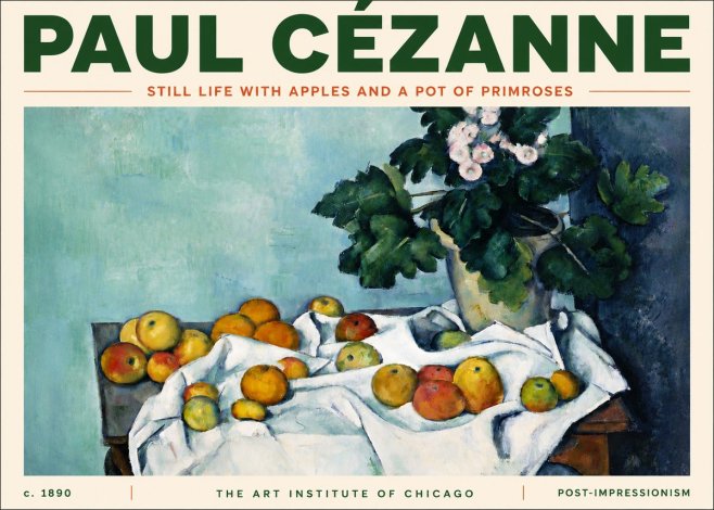 Paul Cézanne Still Life with Apples and a Pot of Primroses No5 - Póster
