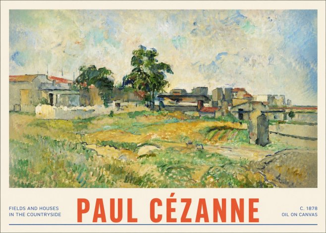 Paul Cézanne Fields and Houses in the Countryside No3 - Póster