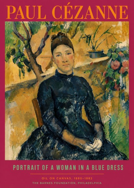 Paul Cézanne Portrait of a Woman in a Blue Dress No5 - Póster