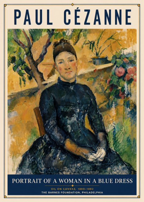 Paul Cézanne Portrait of a Woman in a Blue Dress No6 - Póster
