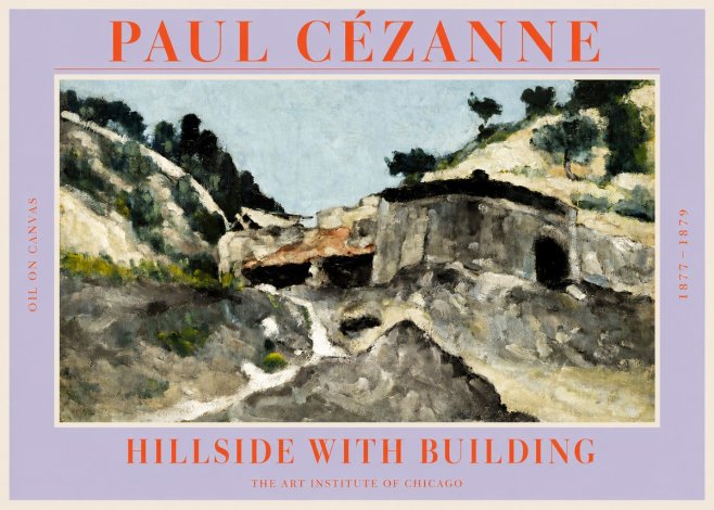 Paul Cézanne Hillside with Building No2 - Póster