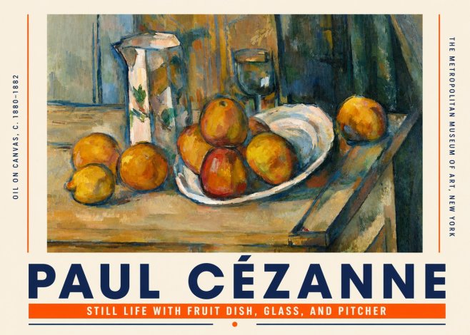 Paul Cézanne Still Life with Fruit Dish, Glass, and Pitcher No4 - Póster