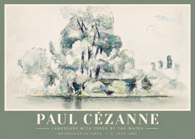 Paul Cézanne Landscape with Trees by the Water No4 - Póster
