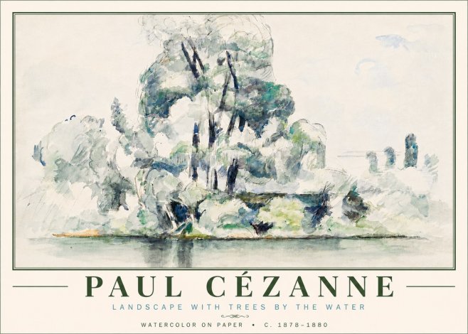 Paul Cézanne Landscape with Trees by the Water No6 - Póster