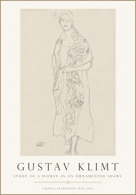 Klimt Study of a Woman in an Ornamented Shawl No1 - Póster