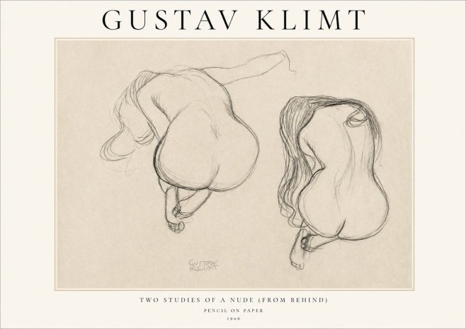 Klimt Two Studies of a Nude (from Behind) No1 - Póster