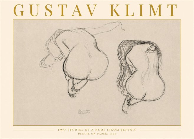 Klimt Two Studies of a Nude (from Behind) No2 - Póster