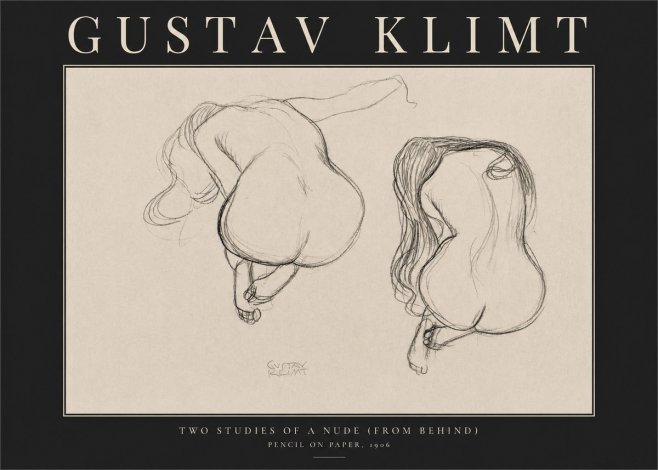 Klimt Two Studies of a Nude (from Behind) No3 - Póster