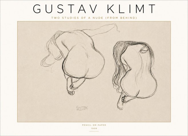 Klimt Two Studies of a Nude (from Behind) No4 - Póster