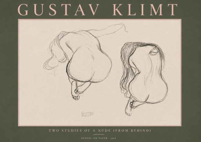 Klimt Two Studies of a Nude (from Behind) No5 - Póster