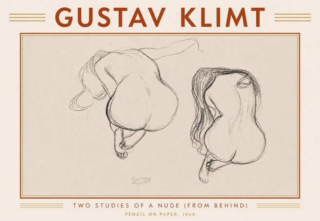 Klimt Two Studies of a Nude (from Behind) No6 - Póster
