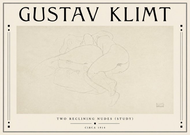 Klimt Two Reclining Nudes (Study) No3 - Póster