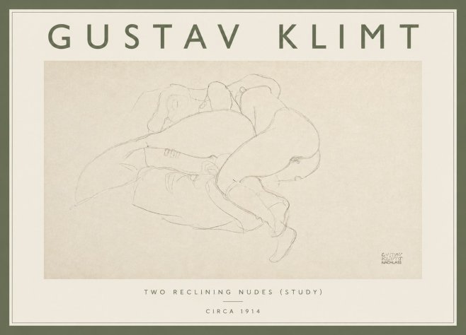 Klimt Two Reclining Nudes (Study) No4 - Póster