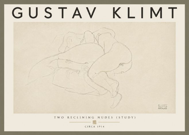 Klimt Two Reclining Nudes (Study) No5 - Póster