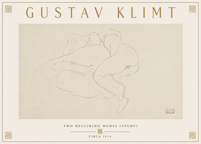 Klimt Two Reclining Nudes (Study) No6 - Póster