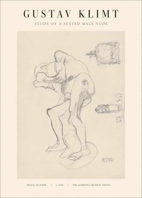 Klimt Study of a Seated Male Nude No1 - Póster