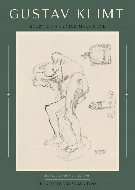 Klimt Study of a Seated Male Nude No2 - Póster